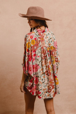 Floral Rayon Printed Button Down Shirt Top