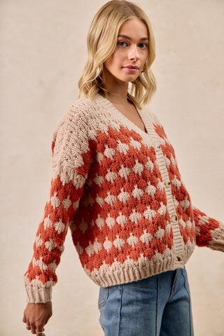 Textured Sweater Cardigan With Buttoned Closure