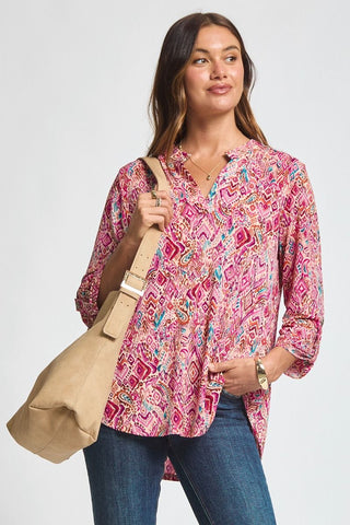 Pink Geometric Lizzy Top
