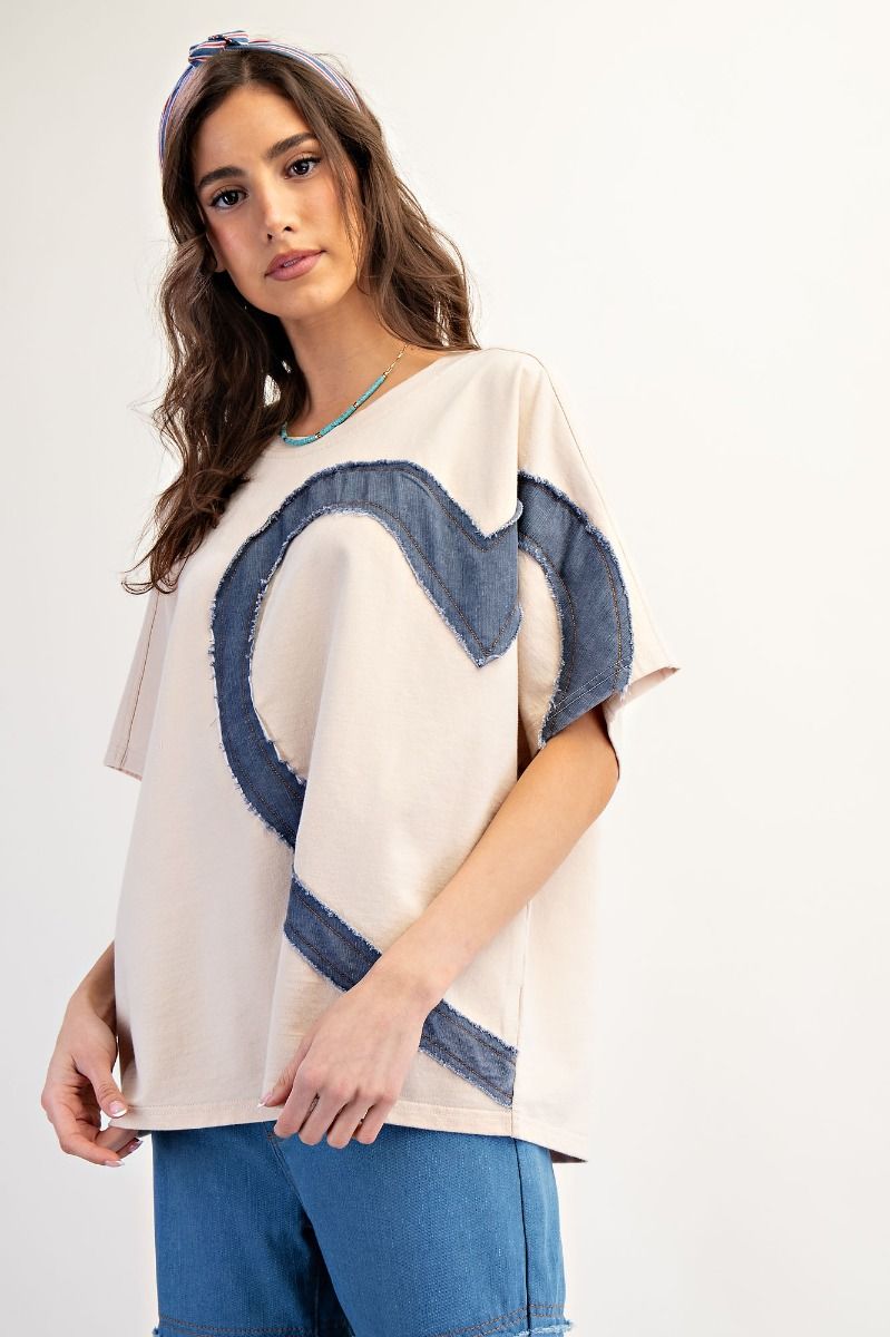 Heart Patch Knit Top
