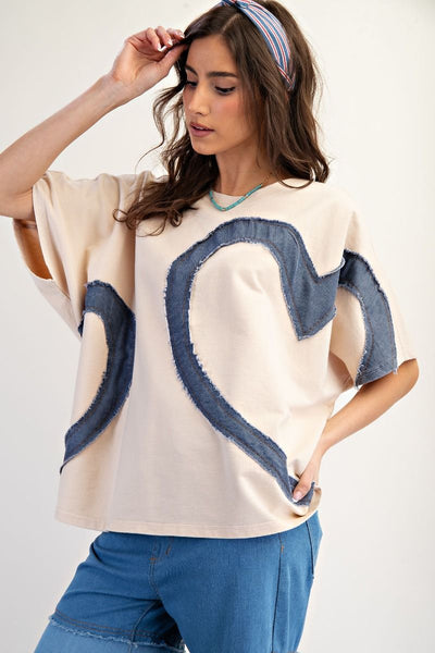 Heart Patch Knit Top
