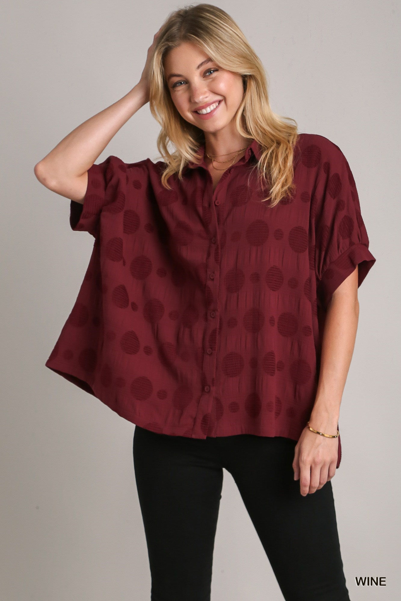 Polka Dot Jacquard Top