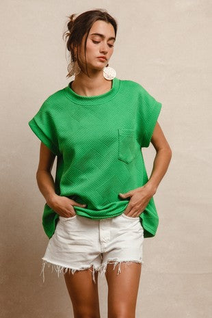 Textured Fabric Drop Shoulder Top