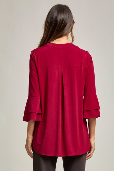 Bell Sleeve V-Neck Blouse