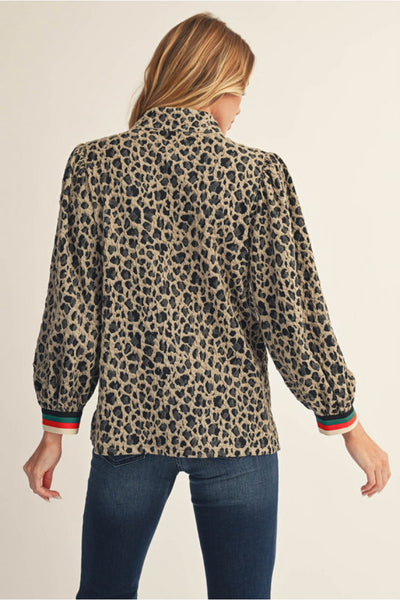 Textured Top with Bright Zippered neck