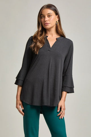 Bell Sleeve V-Neck Blouse