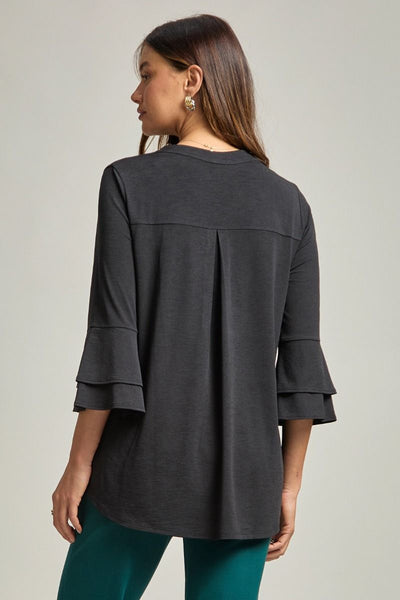 Bell Sleeve V-Neck Blouse