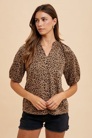 Animal Print Knit Blouse