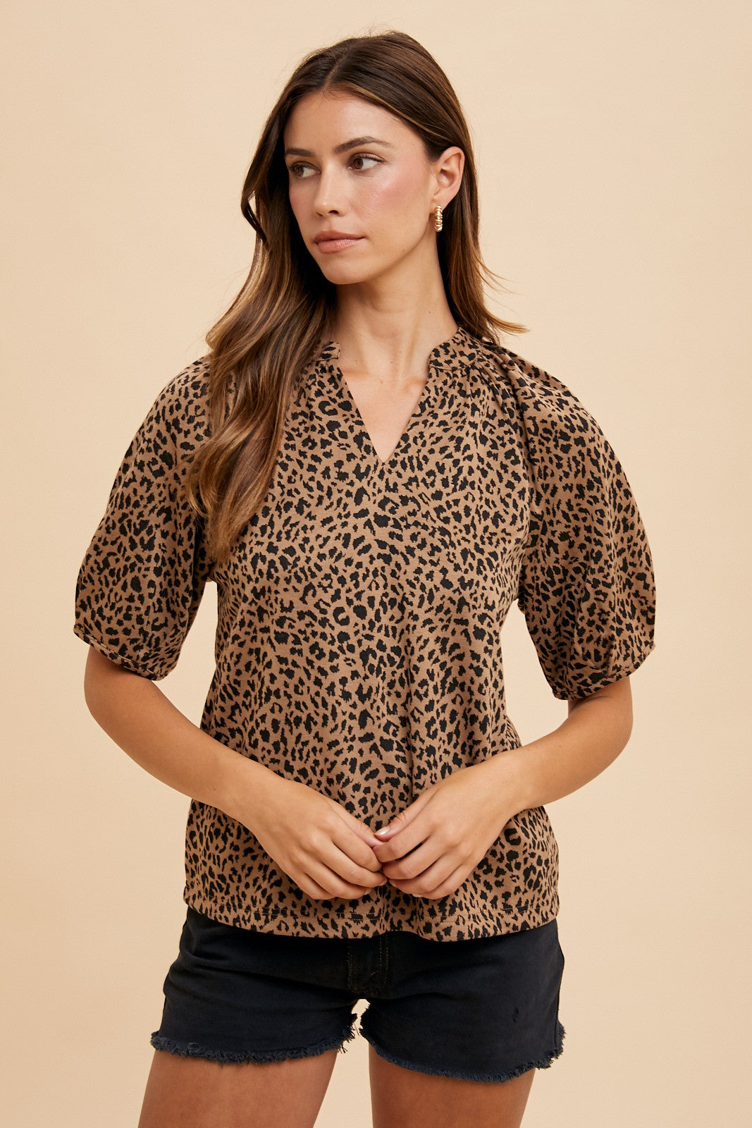 Animal Print Knit Blouse