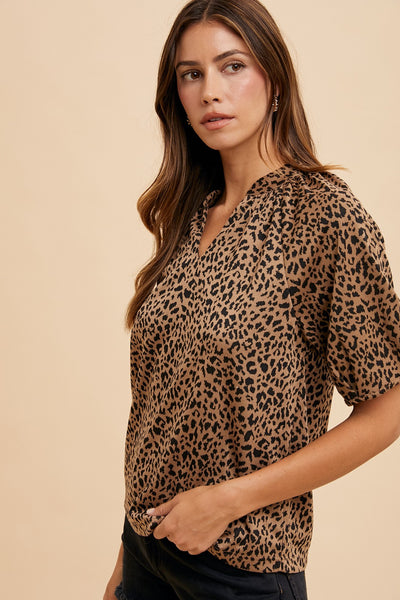 Animal Print Knit Blouse