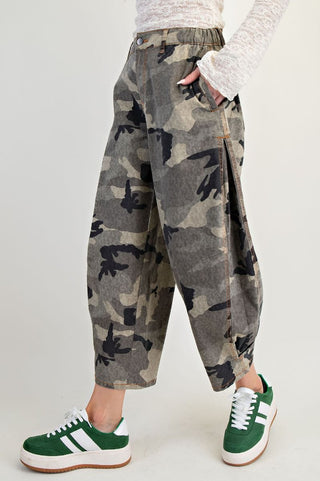 Washed Camo Twill Barrel Pants