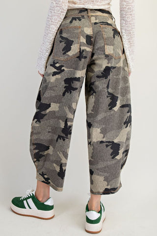 Washed Camo Twill Barrel Pants
