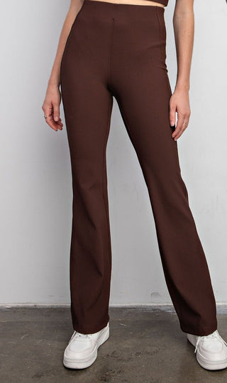 Nylon Rib Brown Pintuck Pants