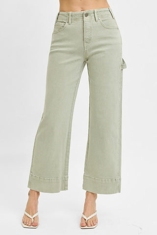 Tummy Control High Rise Crop Wide Jeans