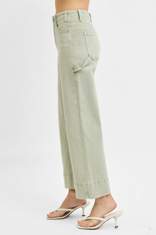 Tummy Control High Rise Crop Wide Jeans