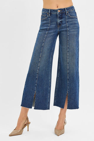 Tummy Control Wide Front Slit Jeans