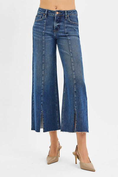 Tummy Control Wide Front Slit Jeans