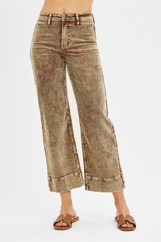 High Rise Crop Straight Corduroy Pants