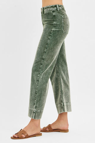 High Rise Crop Straight Corduroy Pants