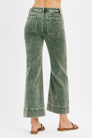 High Rise Crop Straight Corduroy Pants