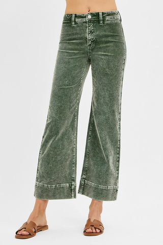 High Rise Crop Straight Corduroy Pants