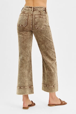 High Rise Crop Straight Corduroy Pants
