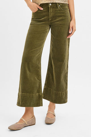 High Rise Crop Wide Corduroy Pants