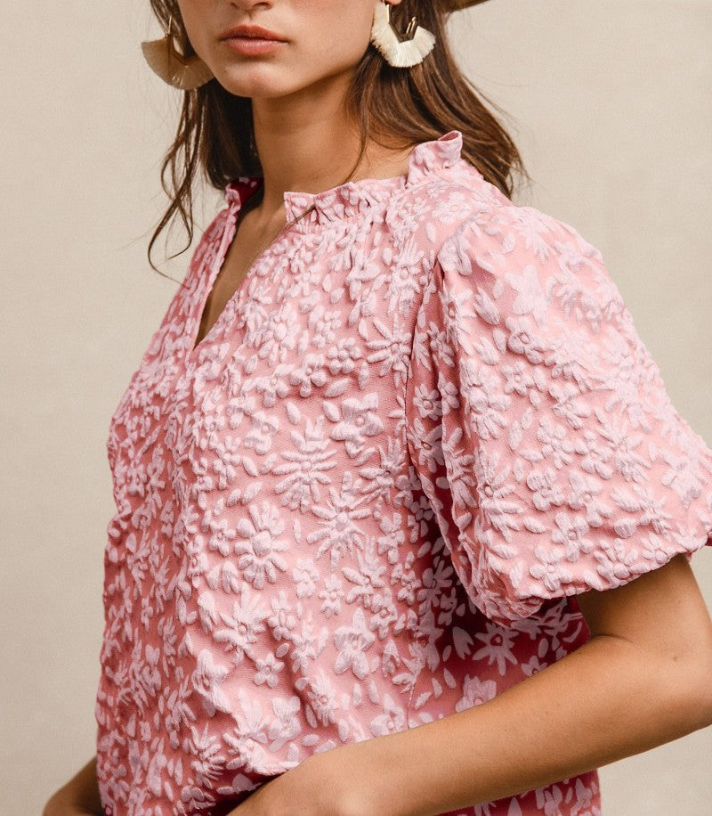 Pink Floral Puffy Top