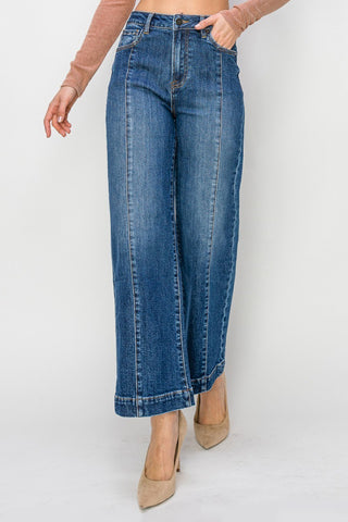 High Rise Ankle Wide Jeans