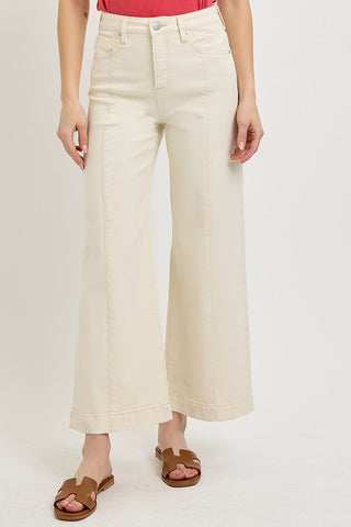 Ivory Tummy Control Crop Wide Jeans
