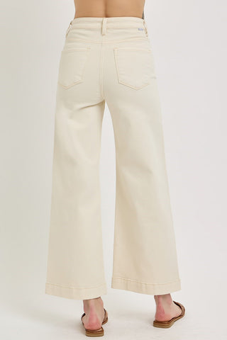 Ivory Tummy Control Crop Wide Jeans