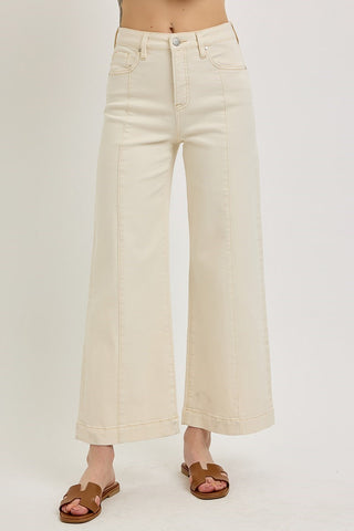 Ivory Tummy Control Crop Wide Jeans