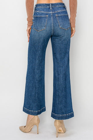 High Rise Ankle Wide Jeans