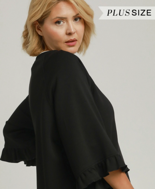 Select LuxeKnit Round Neck Ruffle Tier Raglan Sleeve Top
