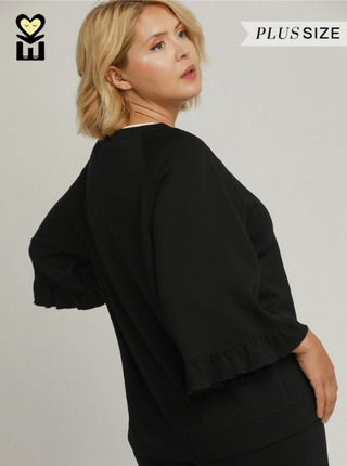 Select LuxeKnit Round Neck Ruffle Tier Raglan Sleeve Top
