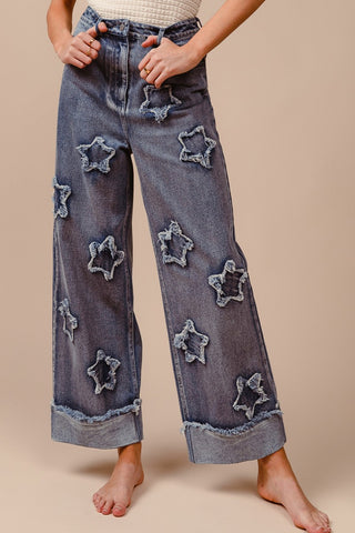 Star Patched Denim Pants