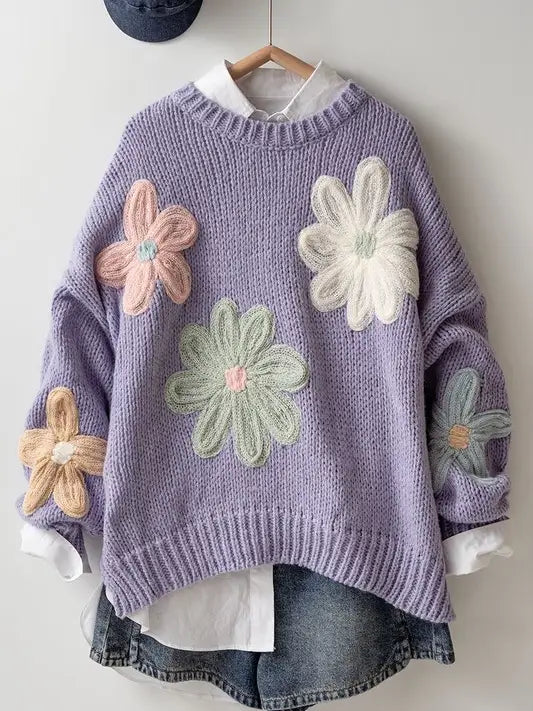 Embroidered Floral Sweater