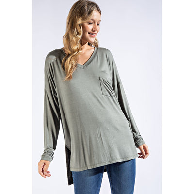 V-Neck Long Sleeve Top