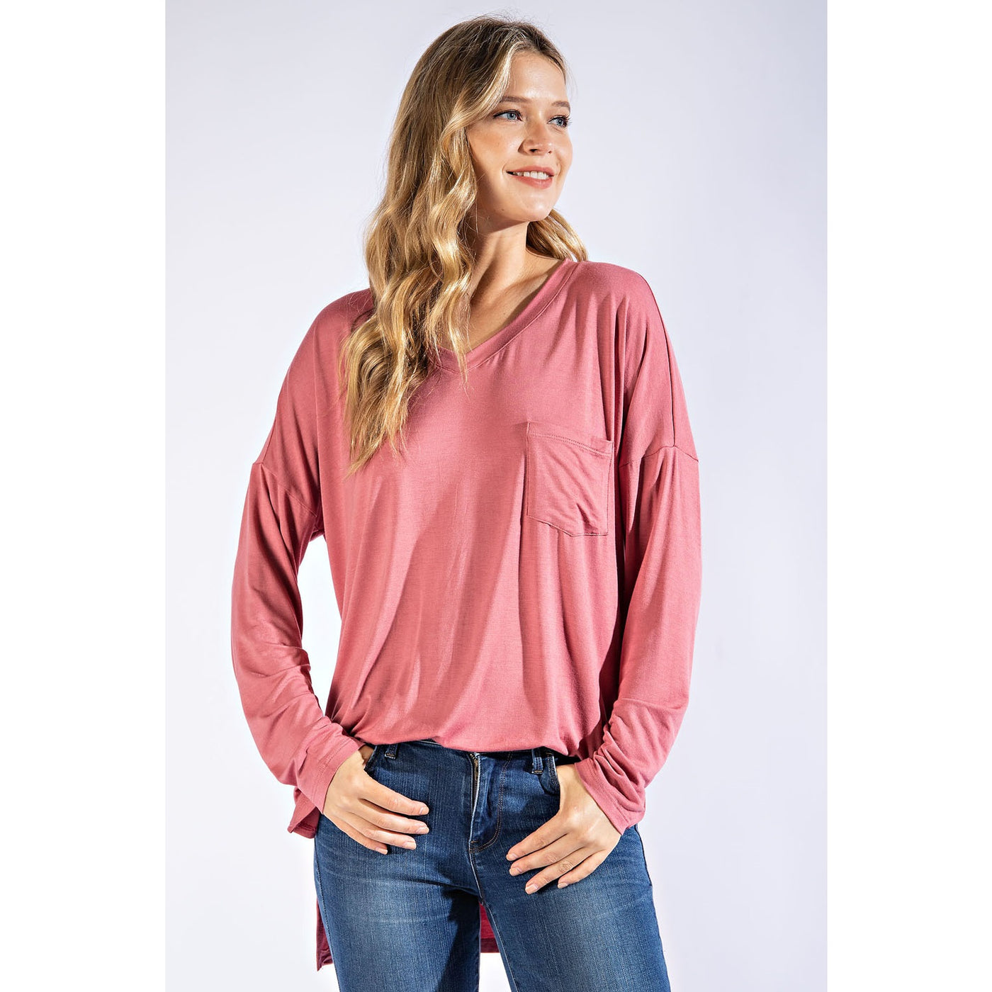 V-Neck Long Sleeve Top