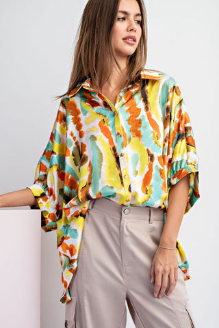 Tie Dye Button Down Blouse