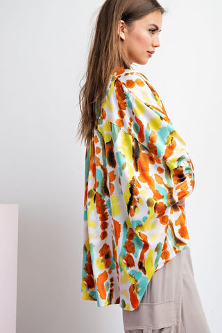 Tie Dye Button Down Blouse