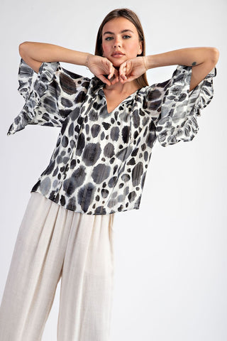 Spotted Half Sleeve Blouse