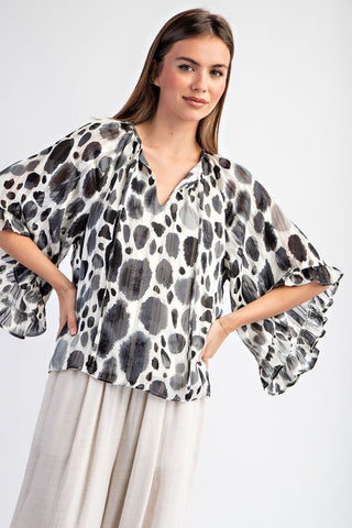 Spotted Half Sleeve Blouse