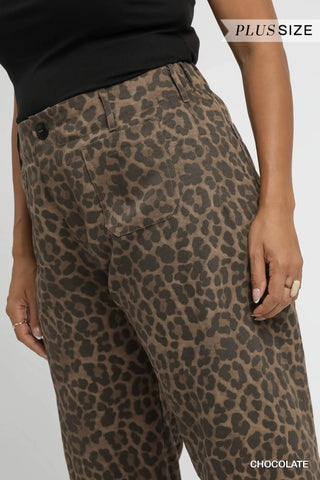 Animal Print Non- Stretch Wide Leg Pants