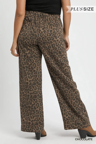 Animal Print Non- Stretch Wide Leg Pants