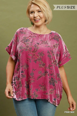 Mix Floral Velvet Boxy Top