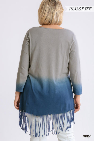 Linen Blend Dip Dye Top (Size 1XL)