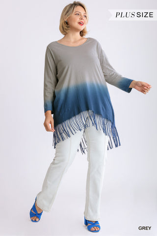 Linen Blend Dip Dye Top