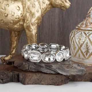 Radiant Array – Statement Stretchy Gem Silver Bangle