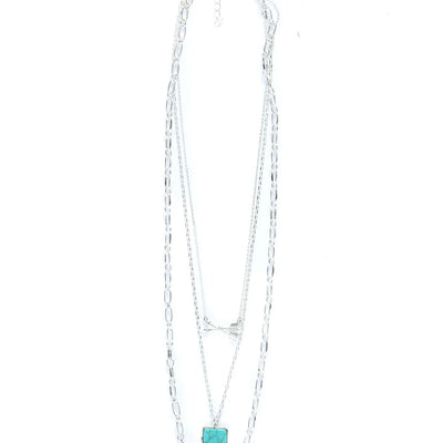 Layered Silver Necklace with Arrows and Turquoise Accents